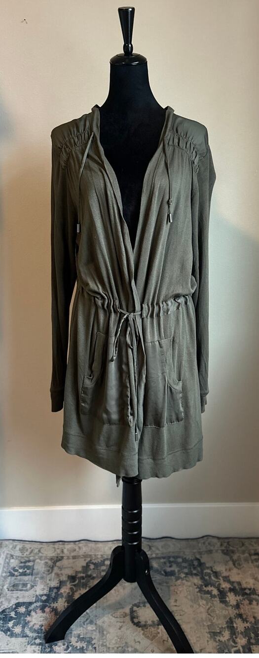 B ACTIVE Olive Green Draped Drawstring Cardigan Jacket Size 18/20